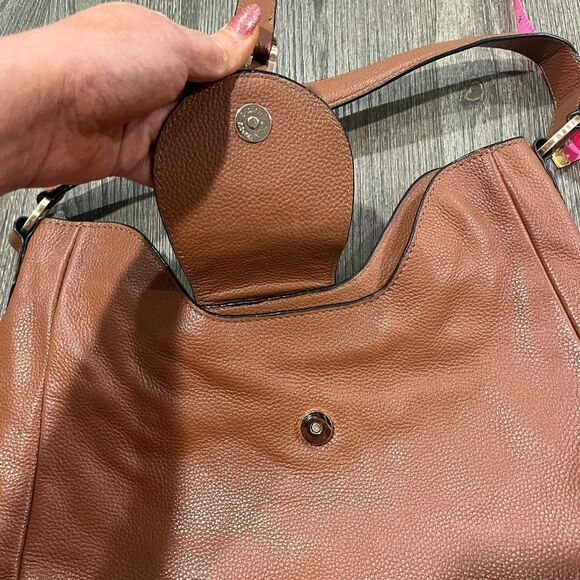 J.Jill Leather Hobo Satchel Black Lining Fold Over Clasp Faux Leather NWT - Picture 11 of 11